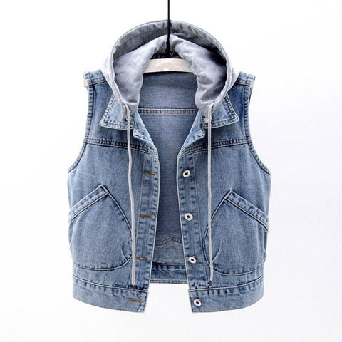 Sonicelife Jacket women traf Women's denim jacket short spring and autumn hooded jacket all-match student jacket Plush denim jacket Parkas