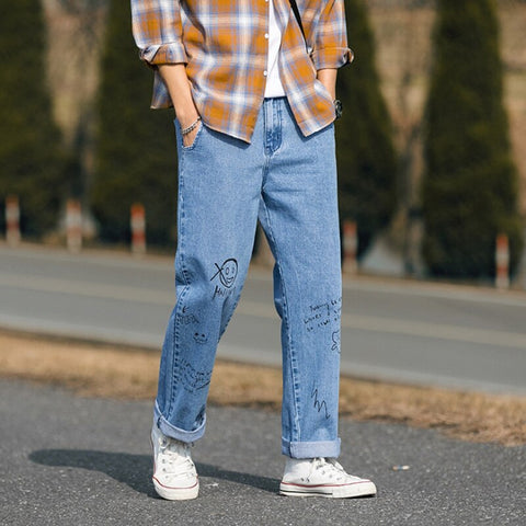 Women Jeans 2023 Spring Y2k Harajuku Streetwear High Waist Denim Trousers Leisure Baggy Vintage Blue Femme Straight Pants