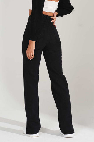 Sonicelife Woman jeans  Distressed Ankle Slits Micro Flare Jeans