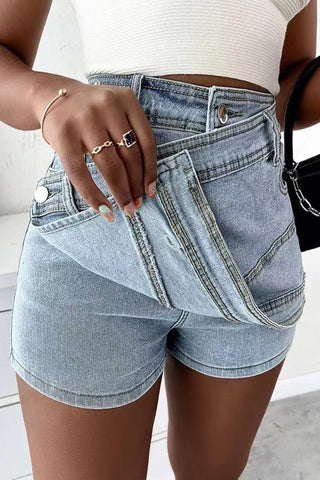 Sonicelife Woman jeans  High-Waist A-line Uneven Hem Denim Shorts