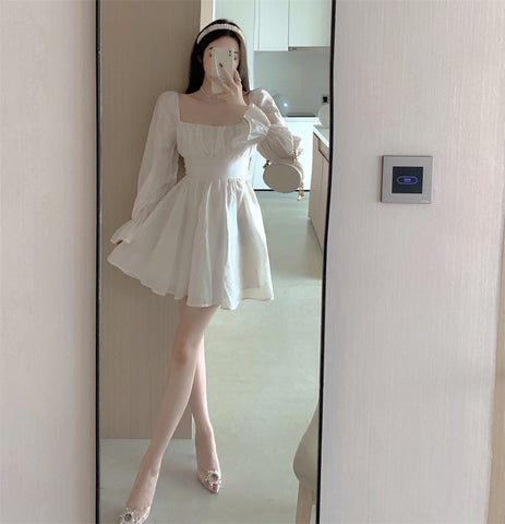 Sonicelife hoco dresses  Pink Sweet Elegant Princess Dress Women Casual Korean Slim Long Sleeve Fairy Dress Female Backless Design Vintage Dress  New