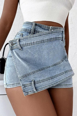 Sonicelife Woman jeans  High-Waist A-line Uneven Hem Denim Shorts