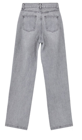 Sonicelife Woman jeans  Distressed Ankle Slits Micro Flare Jeans