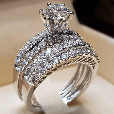 Sonicelife New Trendy Women's Set Rings Statement Jewelry Geometric Shaped Modern Wedding Engagement Bands Female Accessories