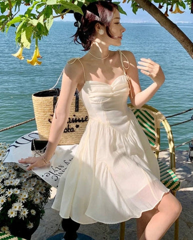 Sonicelife hoco dresses  Summer Sexy Fairy Dress Women Sweet Elegant Backless Mini Dresses Korean Fashion High Waist Party Casual Dress New