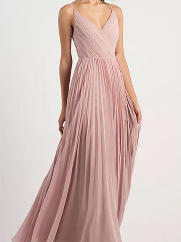 Elegant Chiffon V-Neck Pleated Evening Dress Formal Party Prom Gown Dresses Robe Vestidos De Fiesta For Women 2023