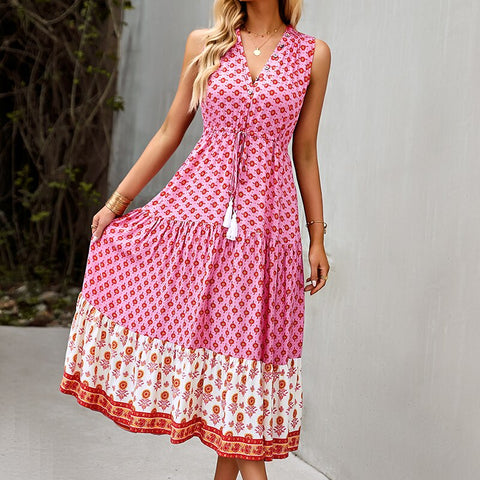 Sonicelife Women Summer Dress Floral Print Maxi Dresses Bohemian Hippie Beach Long Dress Women's Clothing 2024 vestidos de verano