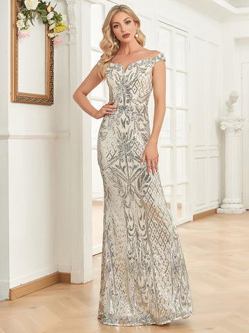 Elegant V Neck Light Silver Sequin Evening Dress 2023 Women Sleeveless Party Maxi Dress Long Luxury Prom Gown Dresses