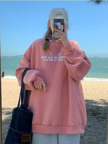 Sonicelife Deeptown Kawaii Reflective Bear Oversized Sweatshirt Women Harajuku Loose Hoodies Female Hip Hop Angel Pullover Top Korean Style