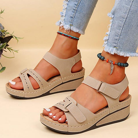 Sonicelife Back to school outfit Sonicelife  Women Sandals Summer Heels Sandalias Mujer Soft Bottom Wedges Shoes For Women 2023 New Platform Sandals Luxury Shoes On Heel