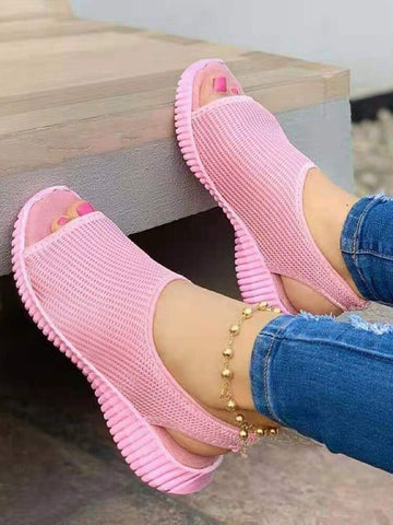 Sonicelife  Women Summer Shoes 2023 Mesh Fish Platform Sandals Women's Closed Toe Wedge Sandals Ladies Light Casual Shoes Zapatillas Muje