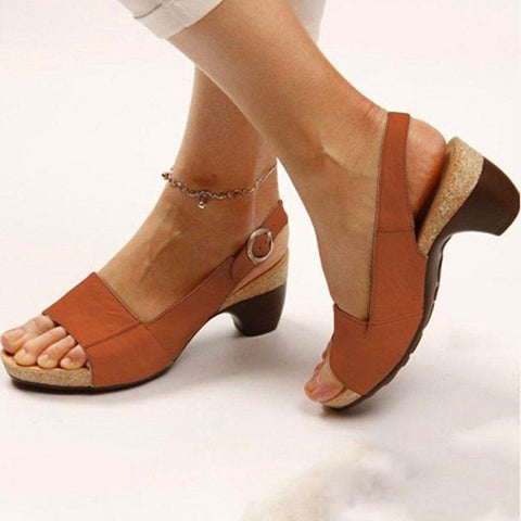 Sonicelife  Women Sandals 2023 New Summer Sandals Elegant Chunky Heels Sandals Shoes Women Lightweight Women Heels Platform Sandalias Mujer