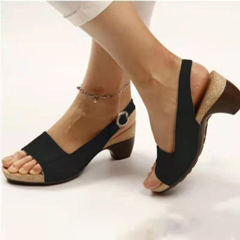 Sonicelife  Women Sandals 2023 New Summer Sandals Elegant Chunky Heels Sandals Shoes Women Lightweight Women Heels Platform Sandalias Mujer