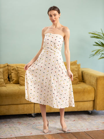 Vintage White Floral Chiffon Maxi Wrap Dresses Backless  Beach Dress Sleeveless Strapless Summer Long Dresses For Women 2023