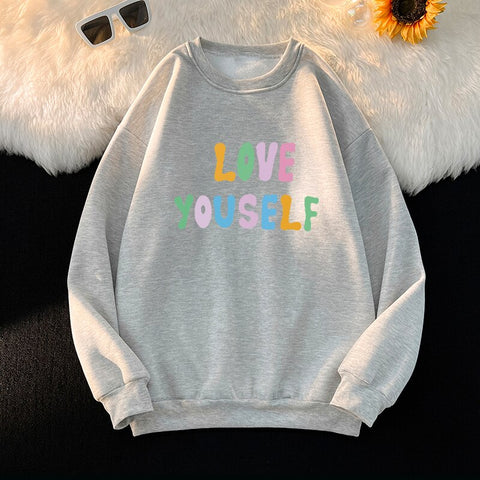 Sonicelife Hip Hop Streetwear women Hoodie Letter Printed Harajuku Oversize Long Sleeve sweatshirt Female Vintage Casual Tops