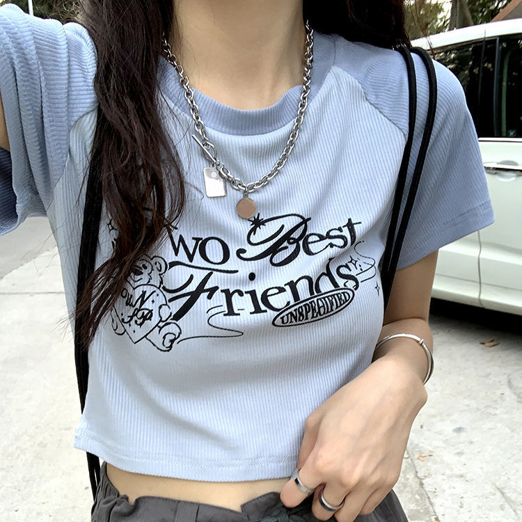 Sonicelife  Y2K Retro Pink Tshirts Korean Streetwear Patchwork Skinny Basic T Shirts Fairy Grunge Graphic Print Tees Top Harajuku