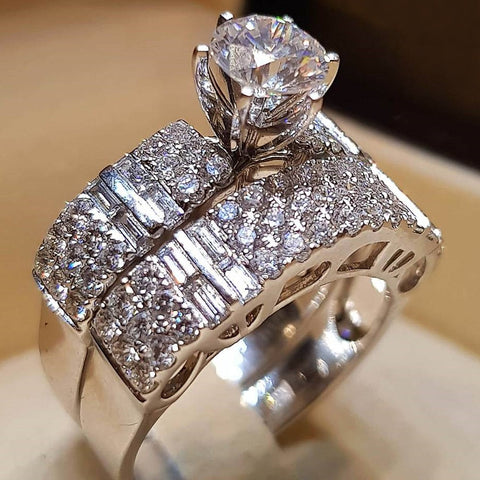 Sonicelife New Trendy Women's Set Rings Statement Jewelry Geometric Shaped Modern Wedding Engagement Bands Female Accessories