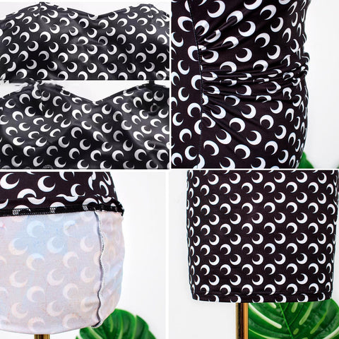 Sonicelife hoco dresses Korean Aesthetic Blackpink Moon Print Summer Mini Dress