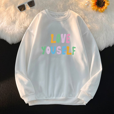 Sonicelife Hip Hop Streetwear women Hoodie Letter Printed Harajuku Oversize Long Sleeve sweatshirt Female Vintage Casual Tops