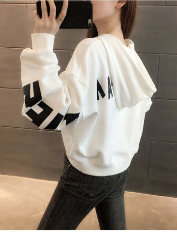 Sonicelife Women's Clothing Spring Autumn 2023 New in Korean Fashion Tees Thin Short Hoodies Long Sleeve Crop Top Coat y2k Streetwear