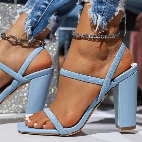 Back to school outfit Sonicelife  2024 Women Sandals Pumps Summer Fashion Open Toe High Heels Shoes Female Thin Belt Thick Heels Party Casual Females 8/10Cm Shoes