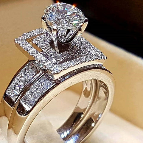 Sonicelife New Trendy Women's Set Rings Statement Jewelry Geometric Shaped Modern Wedding Engagement Bands Female Accessories