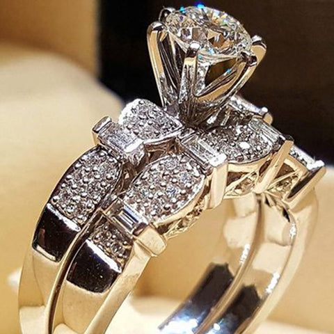 New Trendy Women's Set Rings Statement Jewelry Geometric Shaped Modern Wedding Engagement Bands Female Accessories