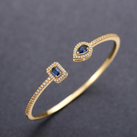 Trendy Luxury Women's Cuff Bracelet with Brilliant Cubic Zirconia Green/Crystal/Blue Silver Color/Gold Color 2023 Jewelry