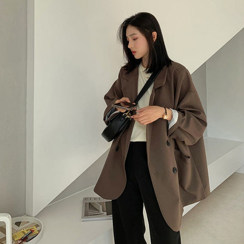 Sonicelife 2024 Autumn New Fall Outfits Women Minimalist Solid Outwear Loose Trench Coat Elegant Retro Official Overcoat Fashion High Street All-Match