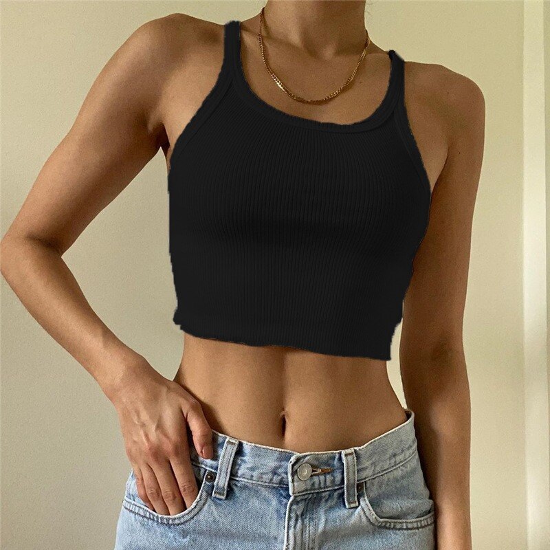 Sonicelife U Neck  Basic White Tank Tops Women Summer Solid Casual Slim Fit Sleeveless Crop Top Sport Ribbed Camisoles Female Tops 2024