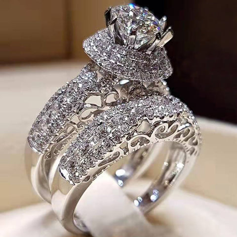 Sonicelife New Trendy Women's Set Rings Statement Jewelry Geometric Shaped Modern Wedding Engagement Bands Female Accessories