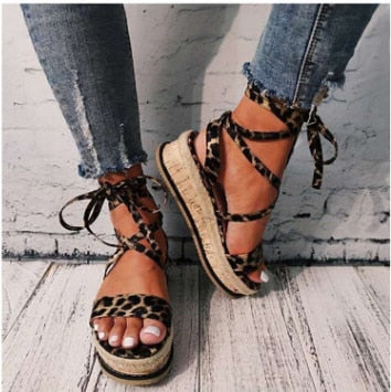 Sonicelife  New Summer Women Snake Sandals Platform Heels Cross Strap Ankle Lace Peep Toe  Beach Party Ladies Shoes Zapatos Sandals