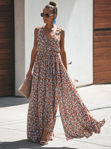 Sonicelife Women Summer Dress Floral Print Maxi Dresses Bohemian Hippie Beach Long Dress Women's Clothing 2024 vestidos de verano