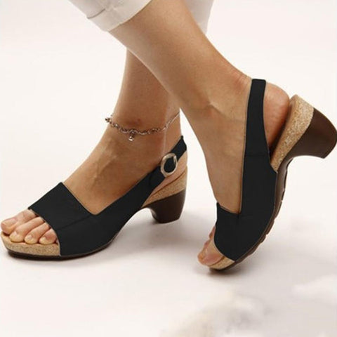 Sonicelife  Women Sandals 2023 New Summer Sandals Elegant Chunky Heels Sandals Shoes Women Lightweight Women Heels Platform Sandalias Mujer