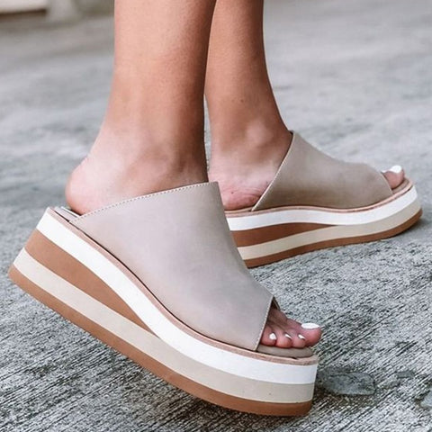 Sonicelife  Women Sandals Peep Toe Platform Sandals For Summer Shoes Women Wedges Chaussure Femme Platform Heels Slippers Summer Footwear
