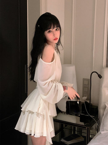 spring dresses for women 2023 Fairy Pure Color Short Party Dress Korean Fashion Elegant Mini Dress Woman Design Casual Long Sleeve Dress Female