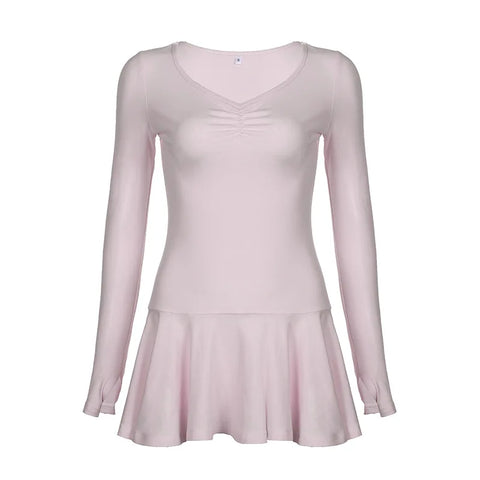 Sonicelife hoco dresses Womens Long Sleeve Low Rise Coquette Pink Dress