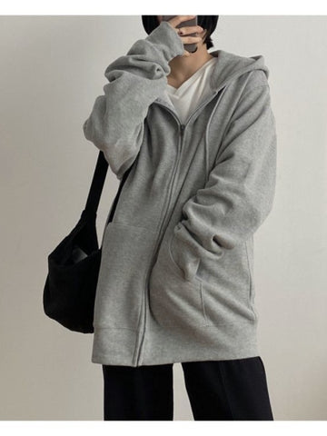 Sonicelife  Oversize Basic Zip Up Hoodie Women Korean Fashion Solid Color Hooded Sweatshirts Streetwear Autumn Long Sleeve Jacket