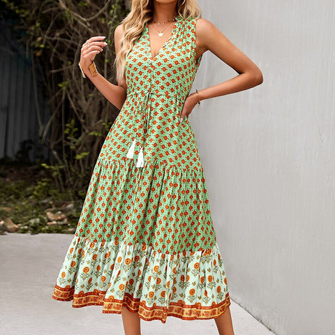 Women Summer Dress Floral Print Maxi Dresses Bohemian Hippie Beach Long Dress Women's Clothing 2023 vestidos de verano