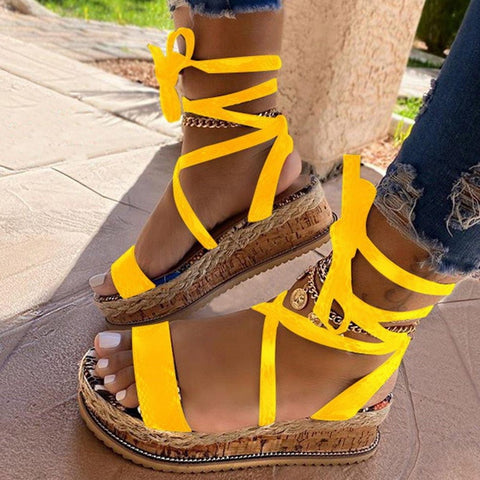 Sonicelife  New Summer Women Snake Sandals Platform Heels Cross Strap Ankle Lace Peep Toe  Beach Party Ladies Shoes Zapatos Sandals