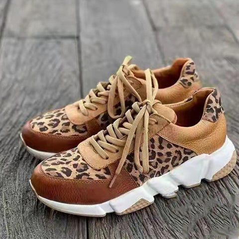 Sonicelife  Women's Sneakers Leopard Casual Vulcanized Shoes Platform Shoes Sport Running Lace Up Female Footwear New 2022 Zapatillas Mujer