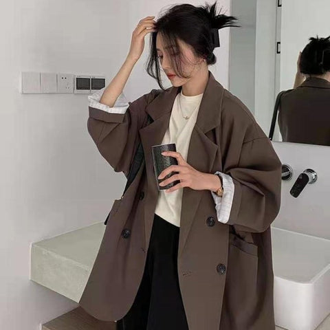 Sonicelife 2024 Autumn New Fall Outfits Women Minimalist Solid Outwear Loose Trench Coat Elegant Retro Official Overcoat Fashion High Street All-Match