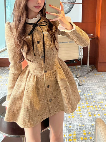 Sonicelife hoco dresses spring dresses for women 2024 Elegant Y2k Mini Dress Women Casual Vintage Short Party Dress Female Long Sleeve One Piece Dress Korean Fashion