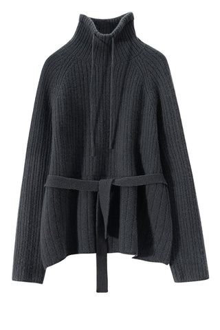 Sonicelife 2024 Women's New Autumn and Winter Thickened Warm Commuting High-Necked Tie-Up High-Necked Knitted Sweater