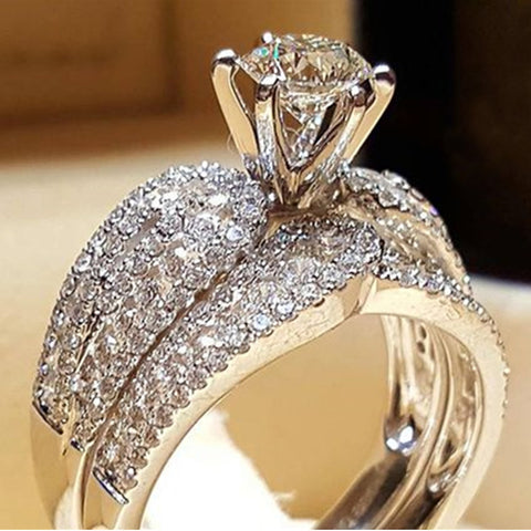 Sonicelife New Trendy Women's Set Rings Statement Jewelry Geometric Shaped Modern Wedding Engagement Bands Female Accessories