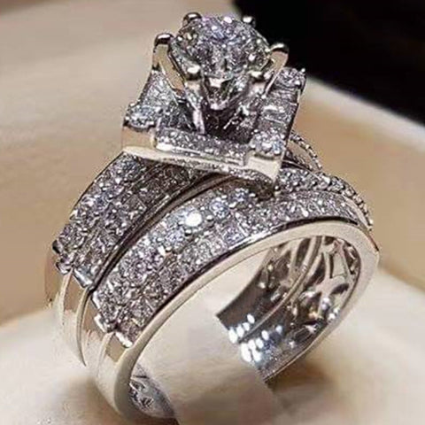 Sonicelife New Trendy Women's Set Rings Statement Jewelry Geometric Shaped Modern Wedding Engagement Bands Female Accessories