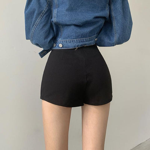 Black Friday Sonicelife  Split Shorts Skirt Women's Office Ladies Suit Skirt Summer New Black Mini A-Line Pants Skirt High Waist Wide Leg Shorts