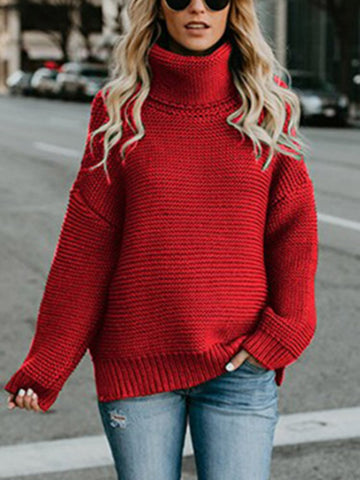 Sonicelife 2024 Autumn New Fall Outfits  Women Pullover Thick Autumn Winter Clothes Warm Knitted Oversized Turtleneck Sweater For Female Green Tops Woman Jumper