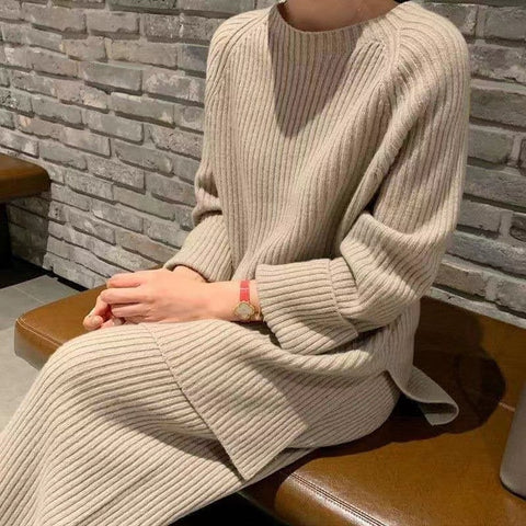 Sonicelife 2024 Early Autumn New Fall Outfits Knitted Sweater Two-Piece Set Women Turtleneck Top Warm Thick Pants Suits Female Casual Pullover Tracksuits