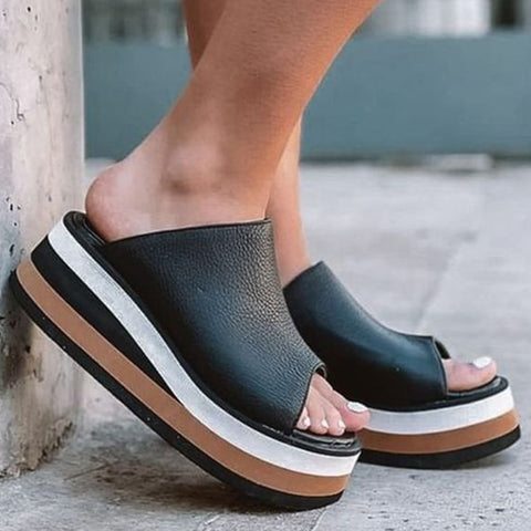 Sonicelife  Women Sandals 2022 Summer Shoes For Women Platform Sandalias Mujer Peep Toe Heels Slippers With Wedges Shoes Female Heel Sandals